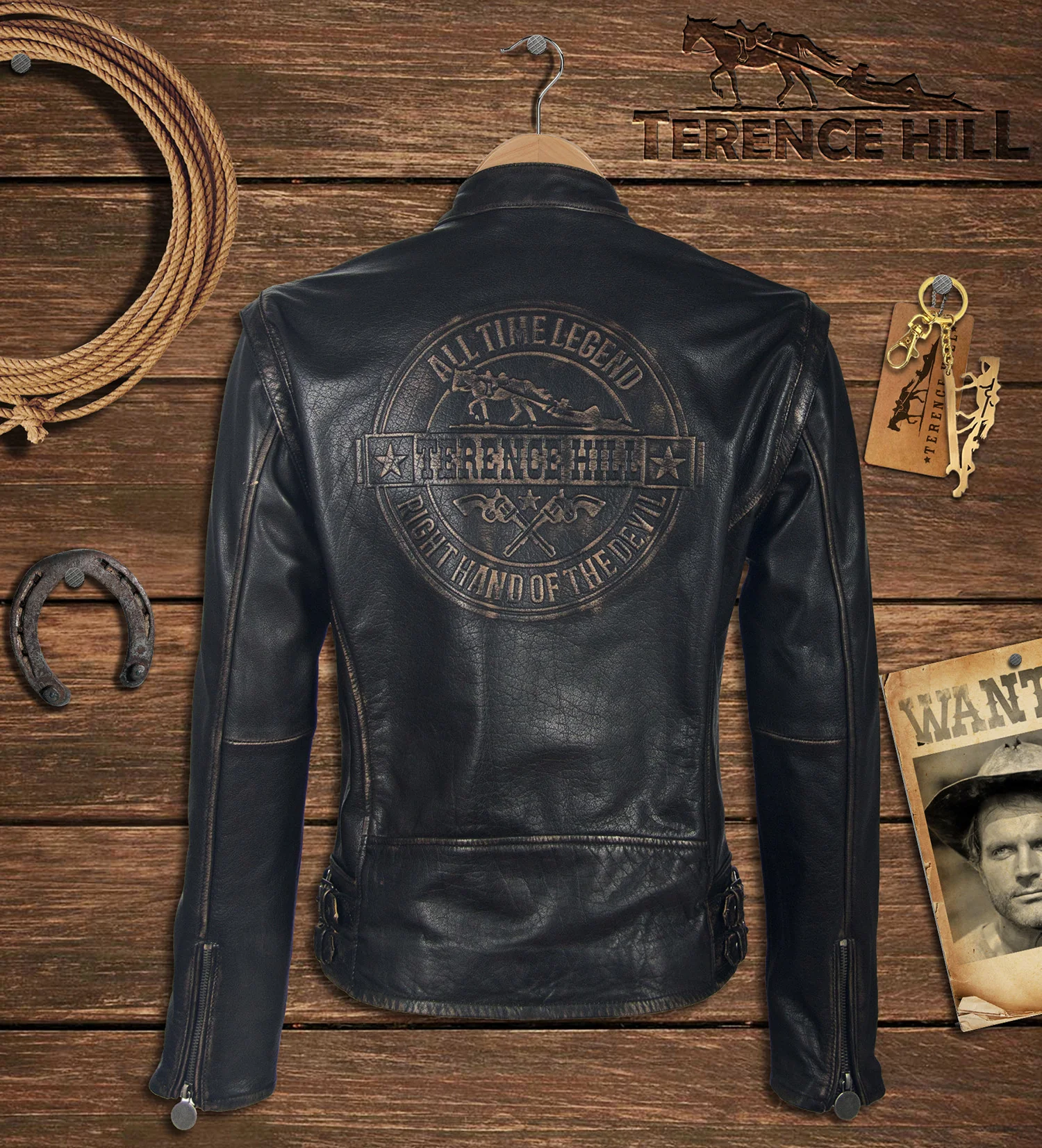 Limited Terence Hill leather jacket with original signature - Image 3